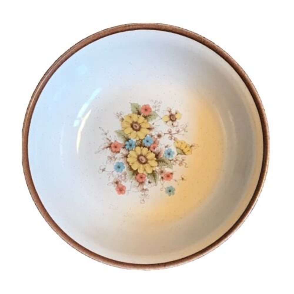 Vintage Nitto Heather Stone Old Garden 9804 Japan Floral Serving Bowl 9.5